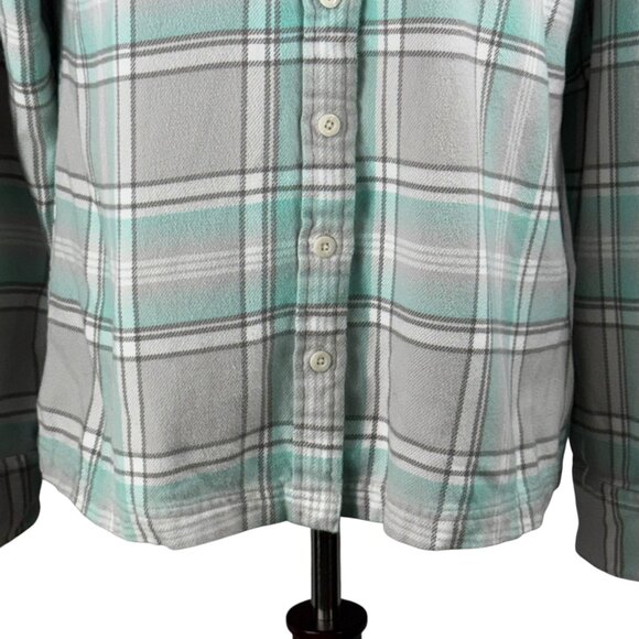Like new PATAGONIA Fjord Organic Cotton Plaid Flannel Shirt in Mint & Gr… - Picture 11 of 11